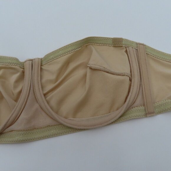 VTG 1999 Victorias Secret 34C Beige Underwire Strapless Bandeau Bra Unlined - Picture 8 of 13